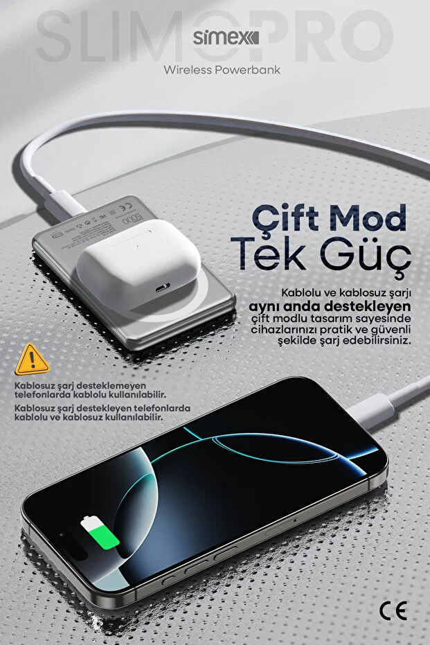 Simex Ultra Slim Magsafe Powerbank 5000 mAh - 20W PD Hızlı Şarj Taşınabilir Batarya